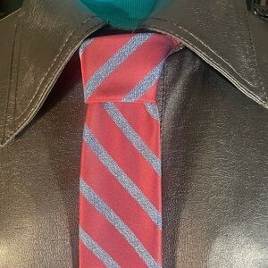 Perry Ellis, Red and Gray Striped Tie